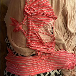 Pink Striped Crop Set